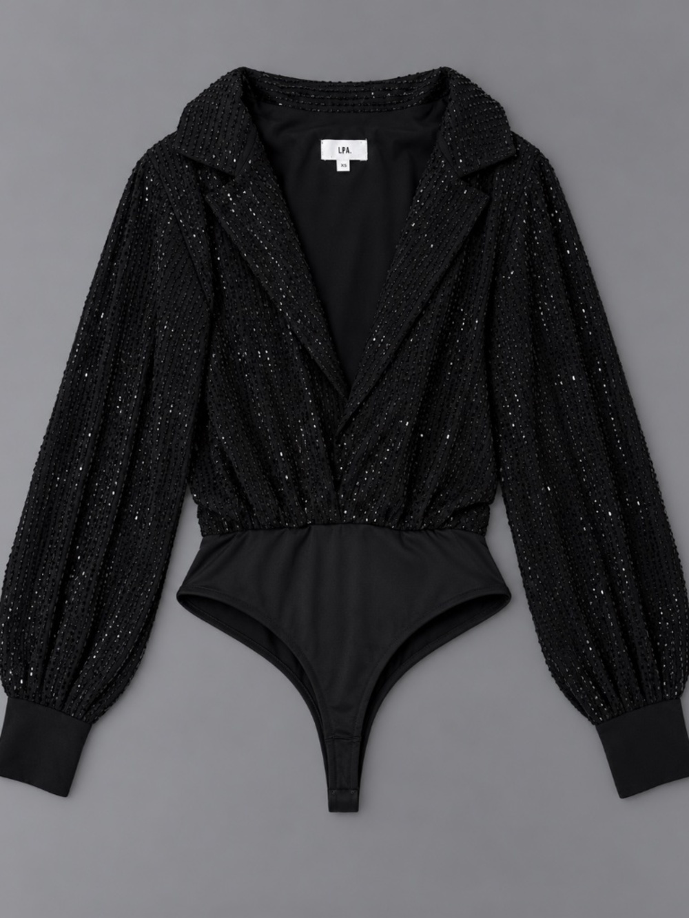 LPA Black Embellished Wrap Bodysuit – Size XS